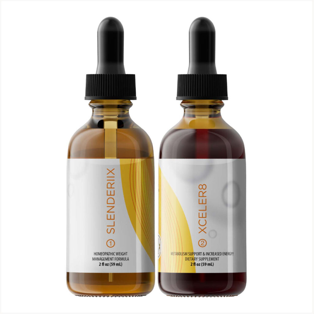 Slenderiiz and Xceler8 droppers for homeopathic weight management and metabolism support