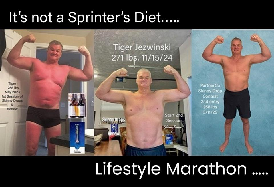 Toger Jezwinski's before and after photos show that he consistently lost weight with the Skinny Drops and Renew