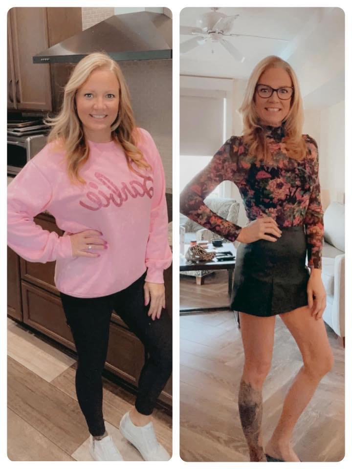 Kelley Smith's before and after photos show noticeable weight loss with the Skinny Drops