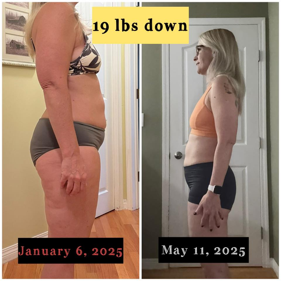 Dana Graves-Gamble's before and after photos show noticeable weight loss with the Skinny Drops