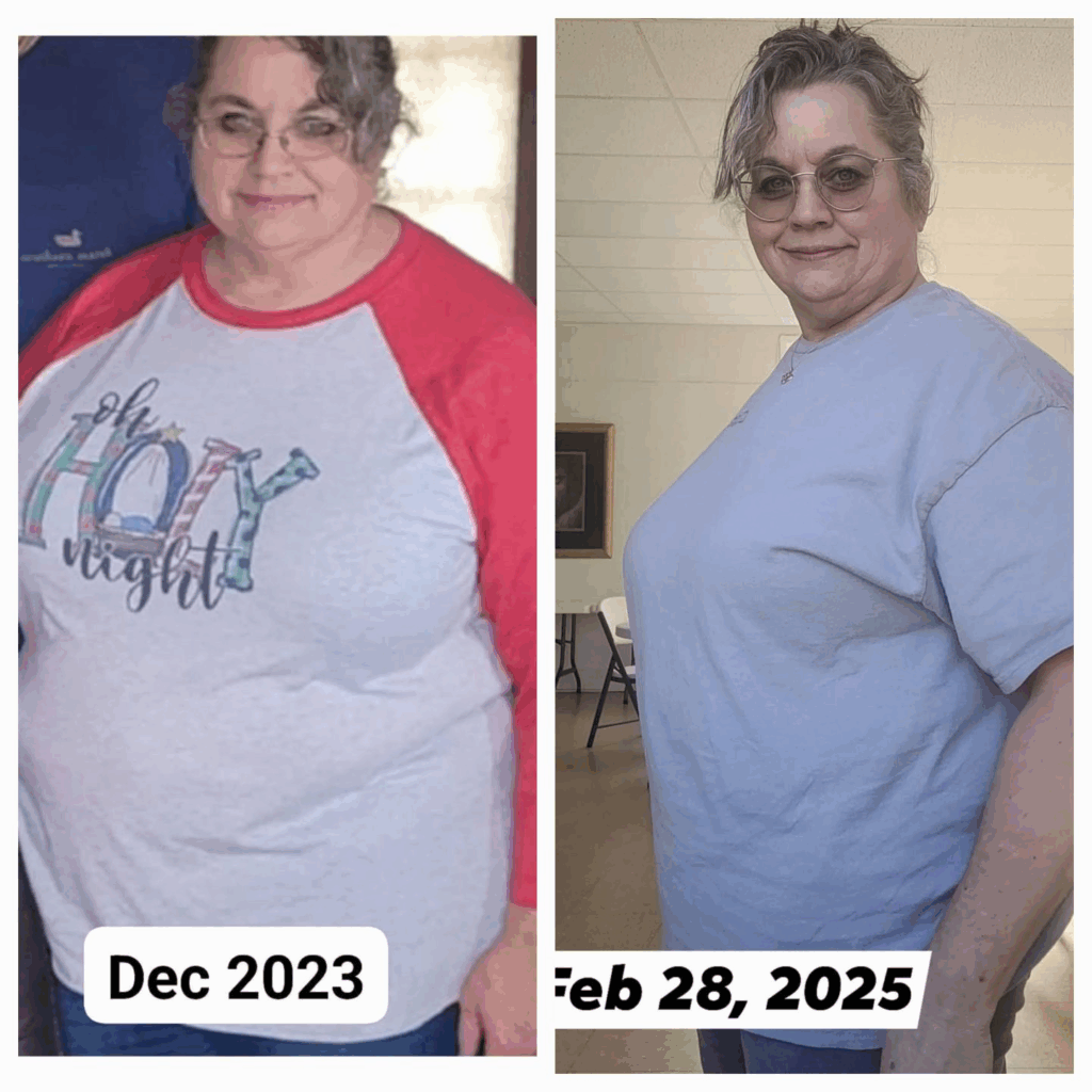 Amanda Wilkinson's before and after photos show she is down over 50 pounds and 57 overall inches